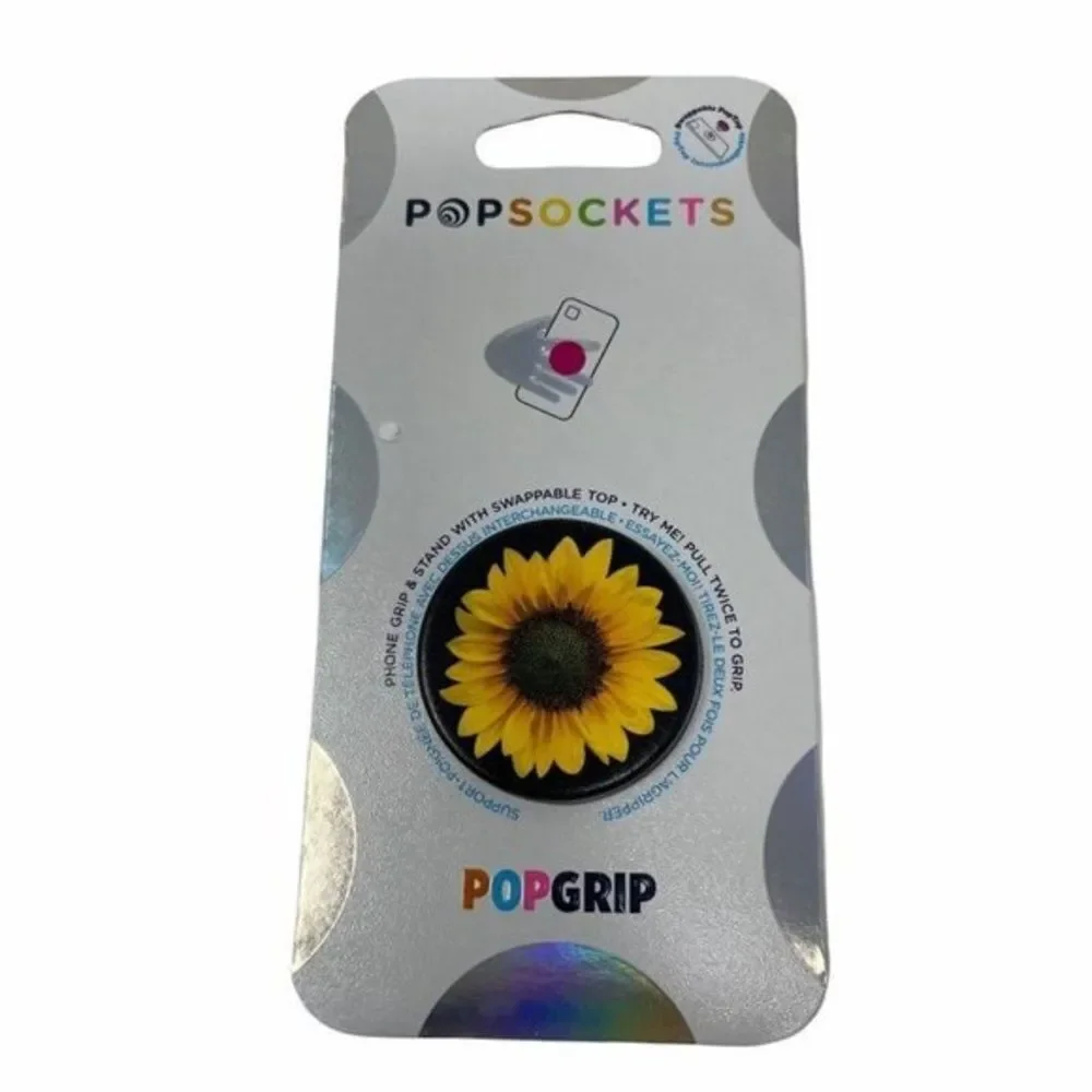 NWT Popsockets Popgrip Black Yellow Seed Money Sunflower Flower New in Package